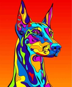 Illustration Colorful Doberman paint by numbers