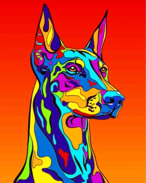 Illustration Colorful Doberman paint by numbers