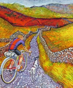 Cyclist With Dog Art paint by numbers