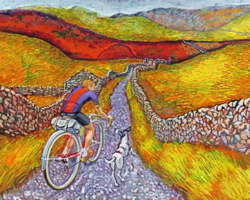 Cyclist With Dog Art paint by numbers