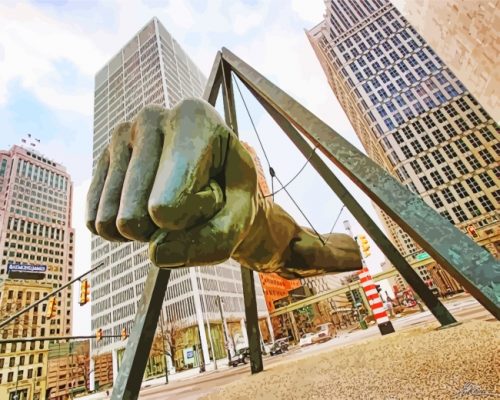 Detroit The Fist Monument paint by numbers