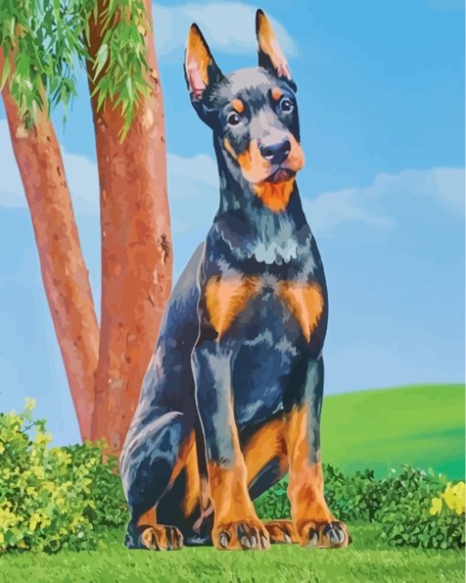 Aesthetic Doberman Dog Art paint by numbers