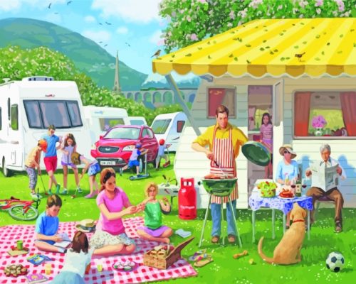 Family Holiday Picnic paint by numbers