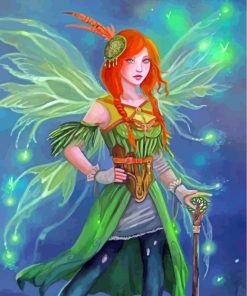 Aesthetic Green Fairy paint by numbers