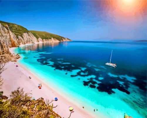 Fteri Beach Kefalonia paint by numbers