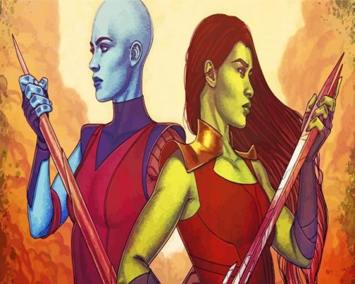 Gamora And Nebula Marvel paint by numbers