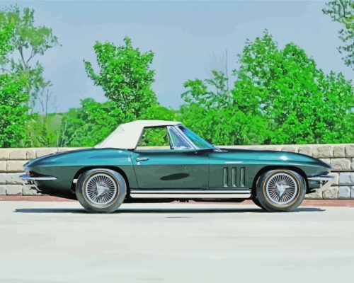 Green Corvette Car paint by numbers