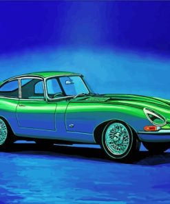 Green Jaguar Car paint by number