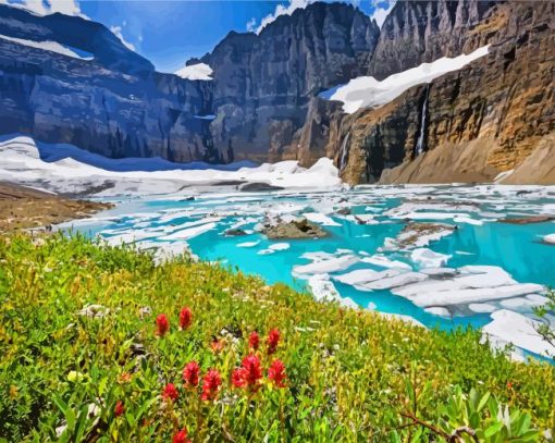 Grinnell Glacier Montana paint by numbers