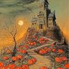 Halloween Pumpkins In Garden paint by numbers