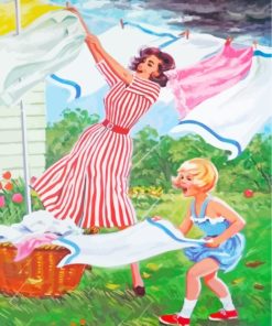 Hanging Laundry With Mother paint by numbers