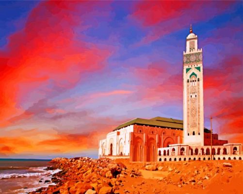 Wonderful Mosque Hassan II paint by numbers