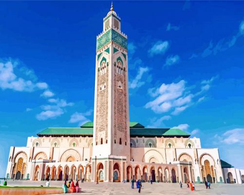 Aesthetic Hassan II Mosque paint by numbers