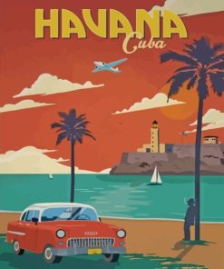 Havana Cuba City Poster paint by numbers