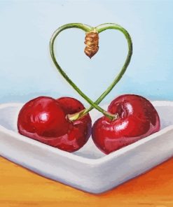 Heart Cherries Fruits paint by numbers