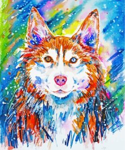 Colorful Husky Dog Art paint by numbers