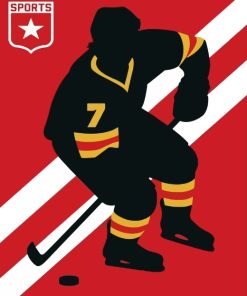 Ice Hokey Silhouette Poster paint by numbers