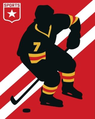 Ice Hokey Silhouette Poster paint by numbers