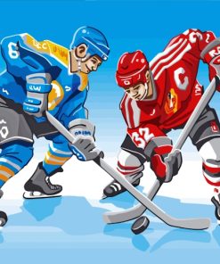 Illustration Ice Hokey Players paint by numbers