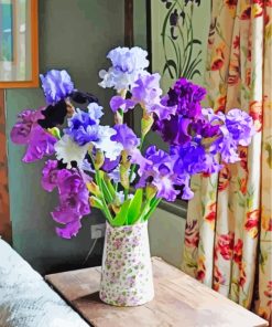 Irises Flowers Vase paint by numbers