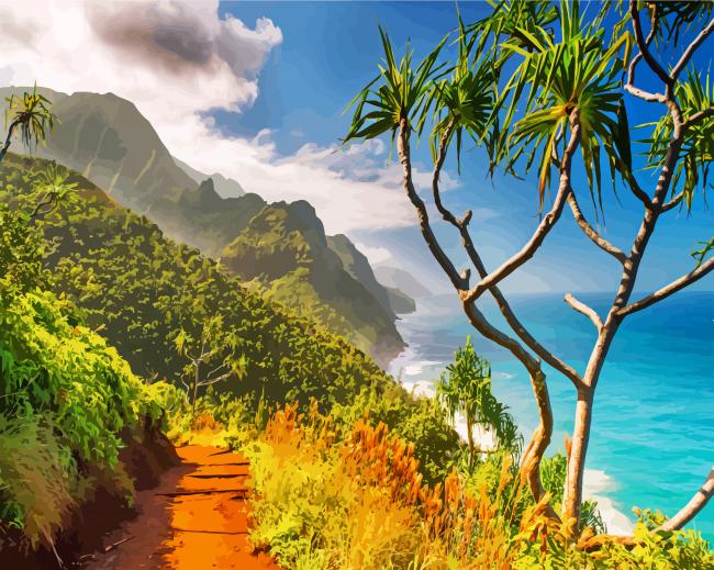 Kalalau Trail Kauai paint by numbers