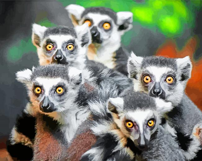 Lemurs Animals paint by numbers