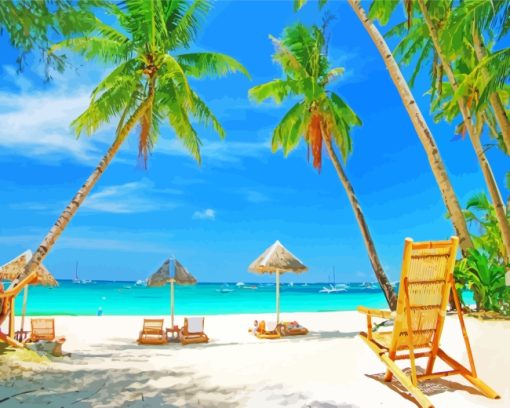 Maldive Tropical Beach paint by numbers