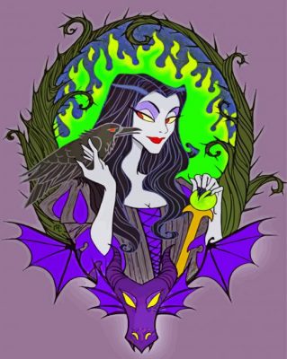 Maleficent And Her Crow paint by numbers