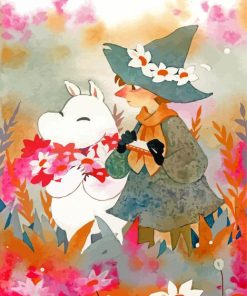 Moomins Characters With Flowers paint by numbers