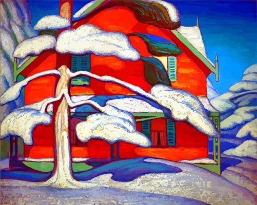 Pine Tree And Red House paint by numbers