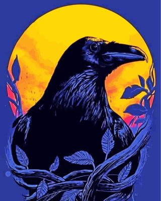 Raven Bird Illustration paint by numbers