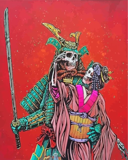 Samurai Skulls Lovers paint by numbers