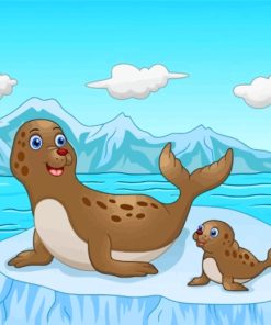 Seal Mother And Baby paint by numbers