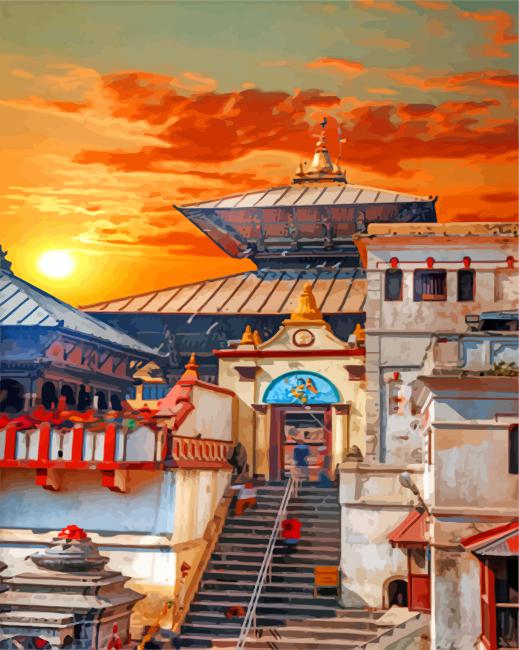 Shri Pashupatinath Temple Kathmandu paint by numbers
