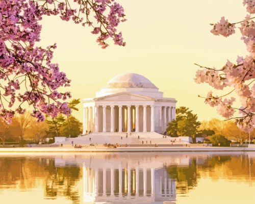 Thomas Jefferson Memorial Blossom paint by numbers