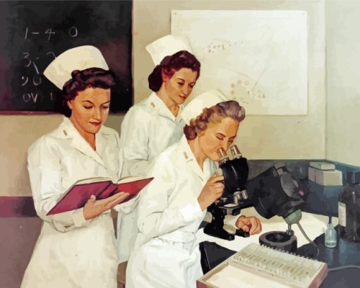 Vintage Army Nurses paint by numbers