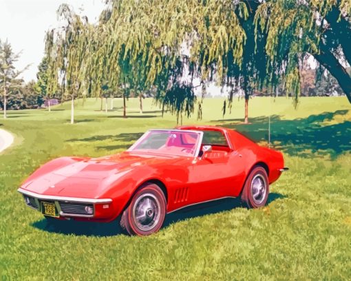 Aesthetic Red Corvette paint by numbers