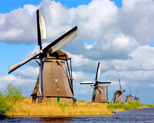 Aesthetic Windmills paint by numbers