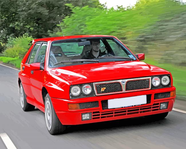 Red Lancia Car paint by numbers