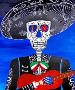 Aesthetic Skull Mariachi paint by numbers