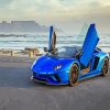 Aesthetic Blue Lamborghini Car paint by numbers