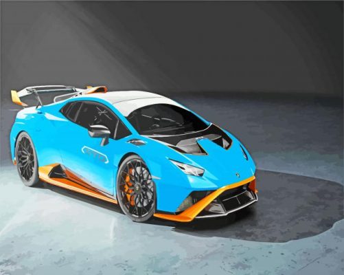 Blue Lamborghini Car paint by numbers