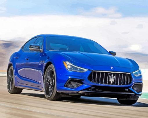 Aesthetic Blue Maserati Car paint by numbers