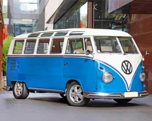 Blue Volkswagen Kombi paint by numbers