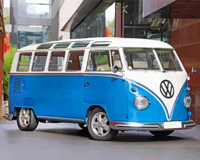 Blue Volkswagen Kombi paint by numbers