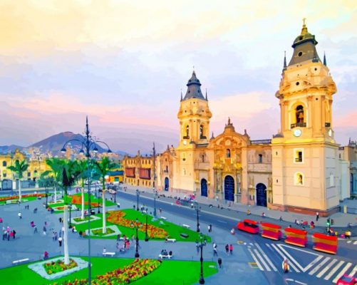 Cathedral Lima Peru paint by numbers