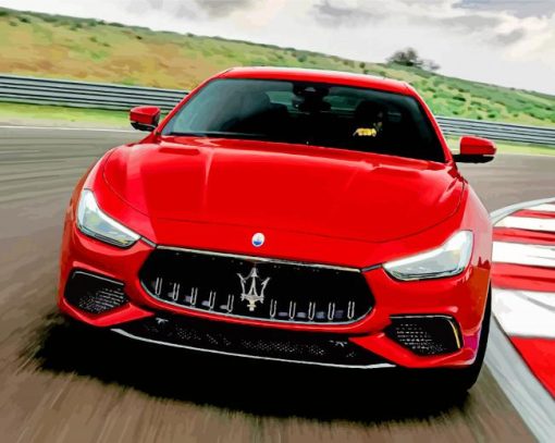 Cool Red Maserati Car paint by numbers