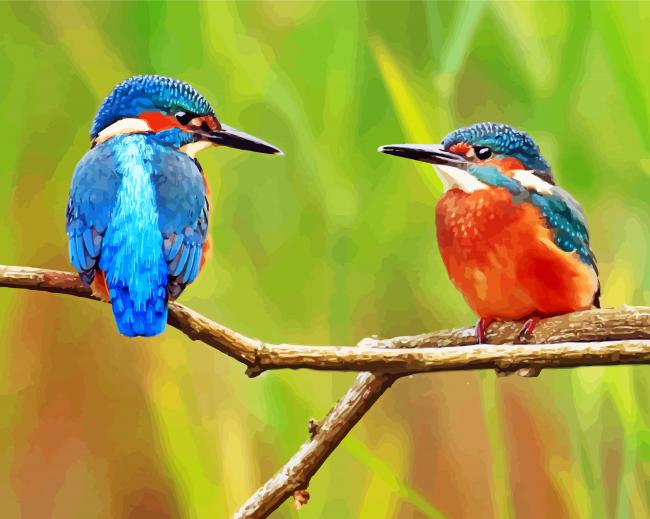 Kingfishers On Branch paint by numbers