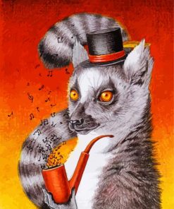 Lemur With Musical Pipe paint by numbers