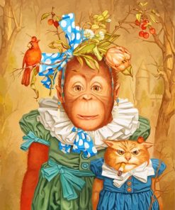 Monkey And Mad Cat paint by numbers